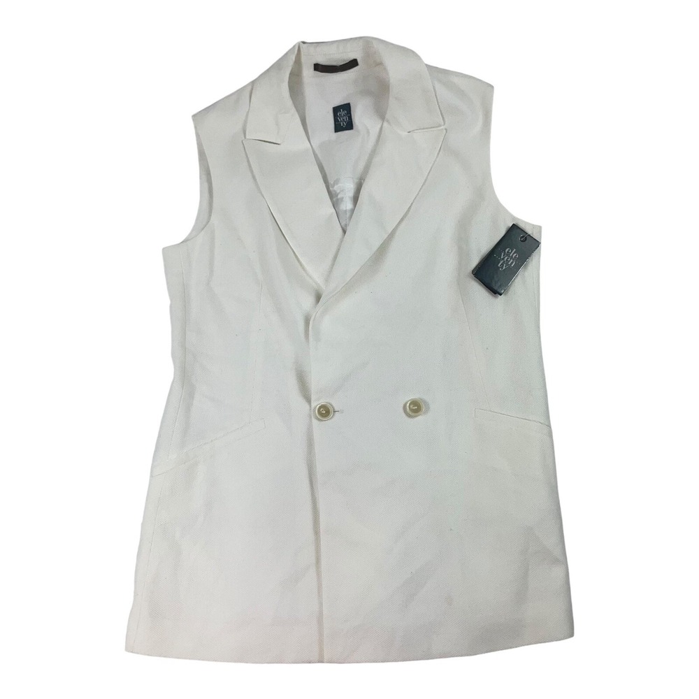 Eleventy Womens Cotton Knit Double Breasted Vest White Size 44 IT JAC23034